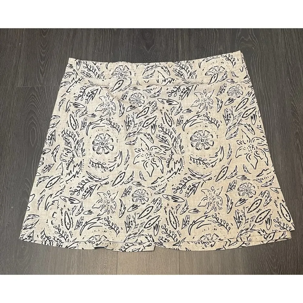 Rip Skirt Beige Black Print Casual Womens Size XL